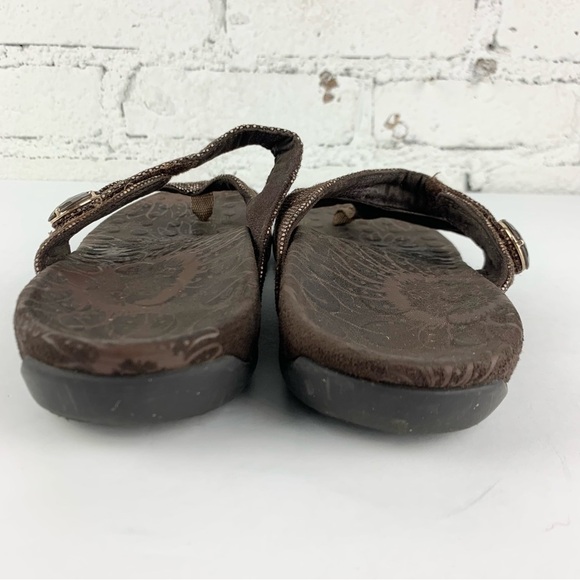 Vionic Orthaheel Cocoa Brown Snake Reptile Print Orthopedic Sandal Flip Flops 7 - Picture 5 of 8